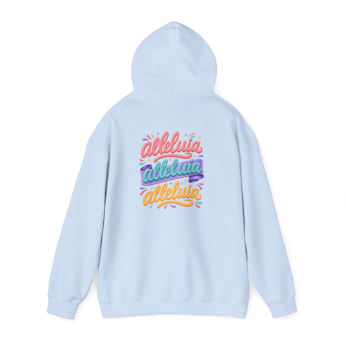 Trinity Drip Alleluia Hoodie — Colorful Back Print Religious Graphic Hoodie