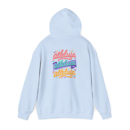 Trinity Drip Alleluia Hoodie — Colorful Back Print Religious Graphic Hoodie