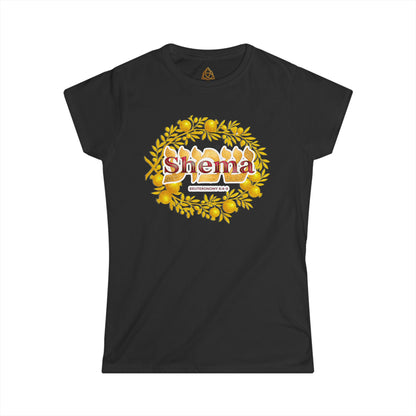 Shema Women's T-Shirt — Vibrant Neon Prayer Fist Graphic Tee