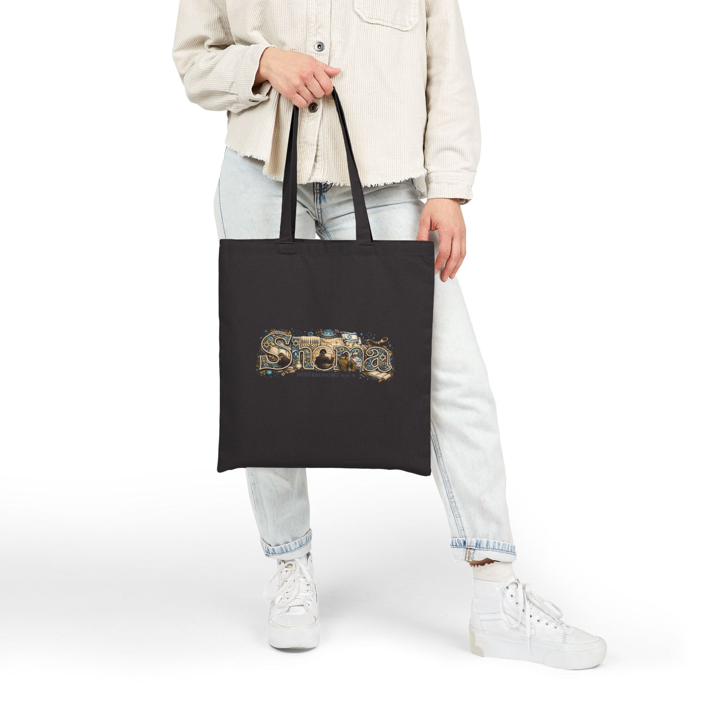Shema (Deuteronomy 6:4-9) Canvas Tote Bag — 'Coexist' & 'Trinity Drip' Peaceful Faith Symbols Reusable Grocery Tote