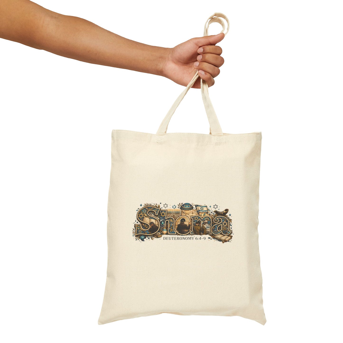Shema (Deuteronomy 6:4-9) Canvas Tote Bag — 'Coexist' & 'Trinity Drip' Peaceful Faith Symbols Reusable Grocery Tote