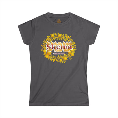 Shema Women's T-Shirt — Vibrant Neon Prayer Fist Graphic Tee